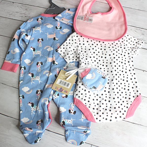 Lily & Jack Baby Girl's Dalmation Dogs Sleeper Hat Layette Size 0 3 Mo - Picture 6 of 7